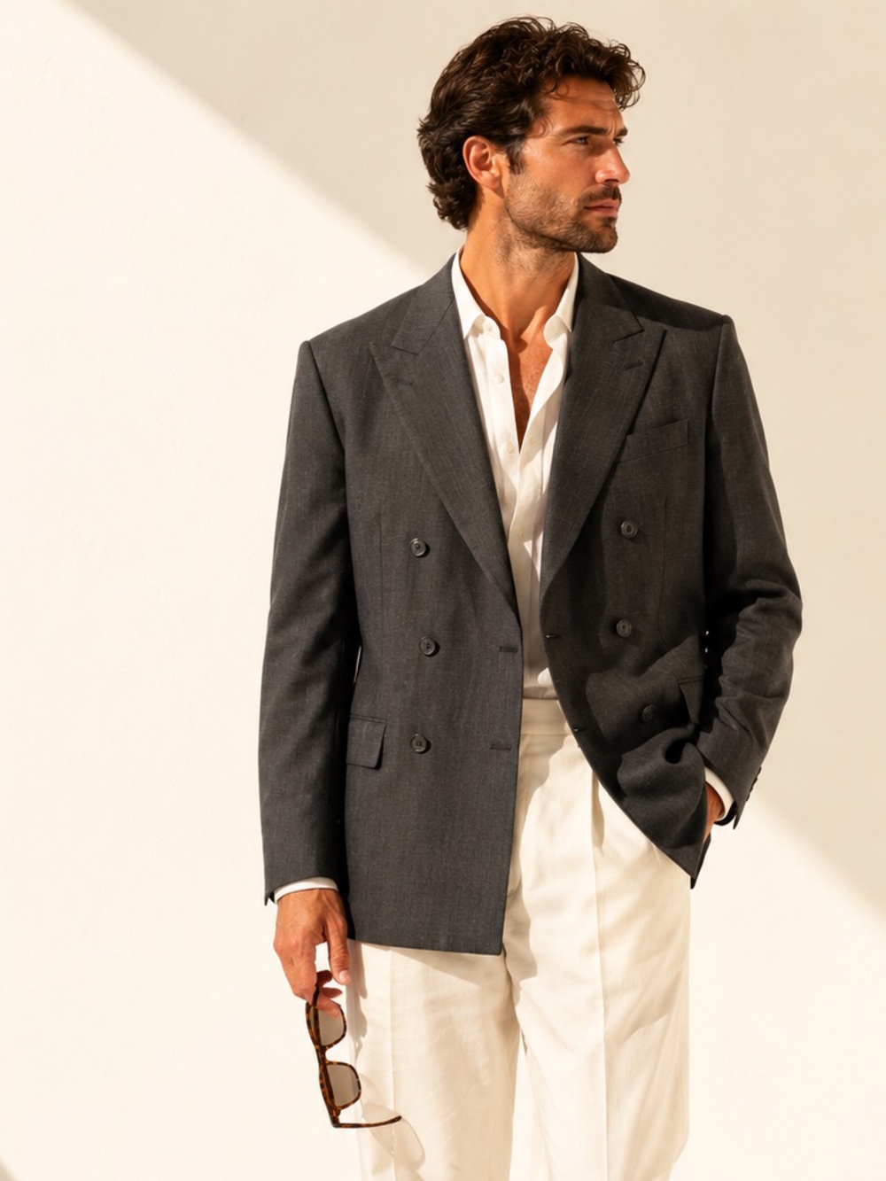 Loro Piana x Bayard Wool Double Breasted Blazer Tuxedo Jacket Sz 46L